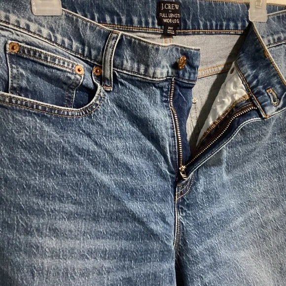 J Crew Medium Wash Full Length Wide-Leg Jeans, Size 29T - Picture 4 of 16